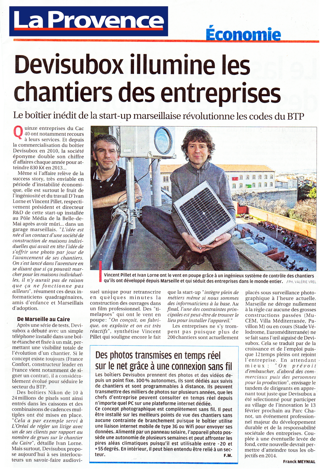 Interview Ivan LORNE, Vincent PILLET, La Provence, janvier 2014